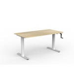 Height Adjustable Desk Agile Winder Oak Top White Frame Abbotts Office Furniture