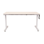 Height Adjustable Wind Up Triumph Desk White Top White Frame Front Abbotts Furniture