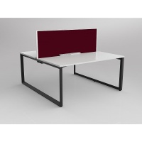 abbotts furniture 2person Doublesided anvil desk white top black frame red screen