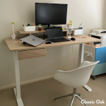 Desky Dual Classic Oak Melamine Sit Stand Desk 1200x